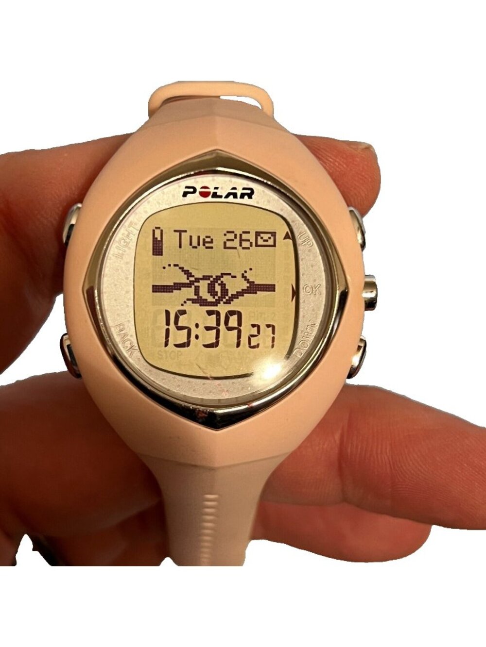 Women's POLAR F6 Pink Digital LCD Sport Heart Rate Watch - Has New Battery